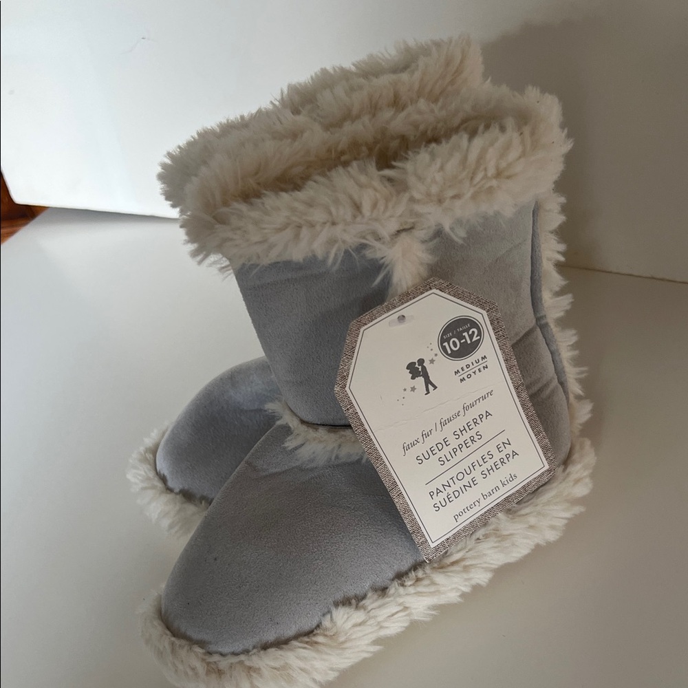Pottery Barn Kids Gray Sherpa Booties